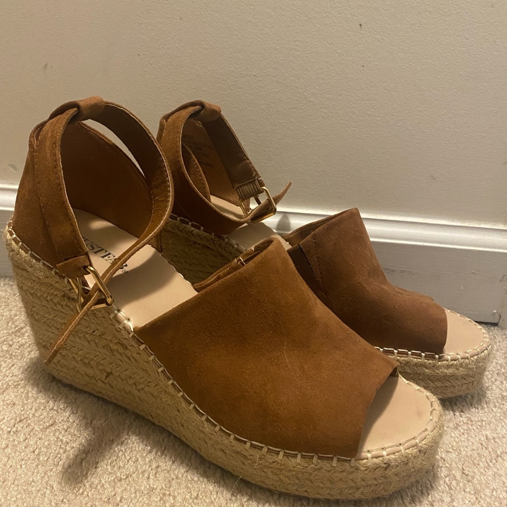 Brown Suede Wedge Sandals